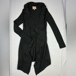 Ambiance Women’s Ribbed Waterfall Cardigan Open Front Charcoal Gray Size Medium